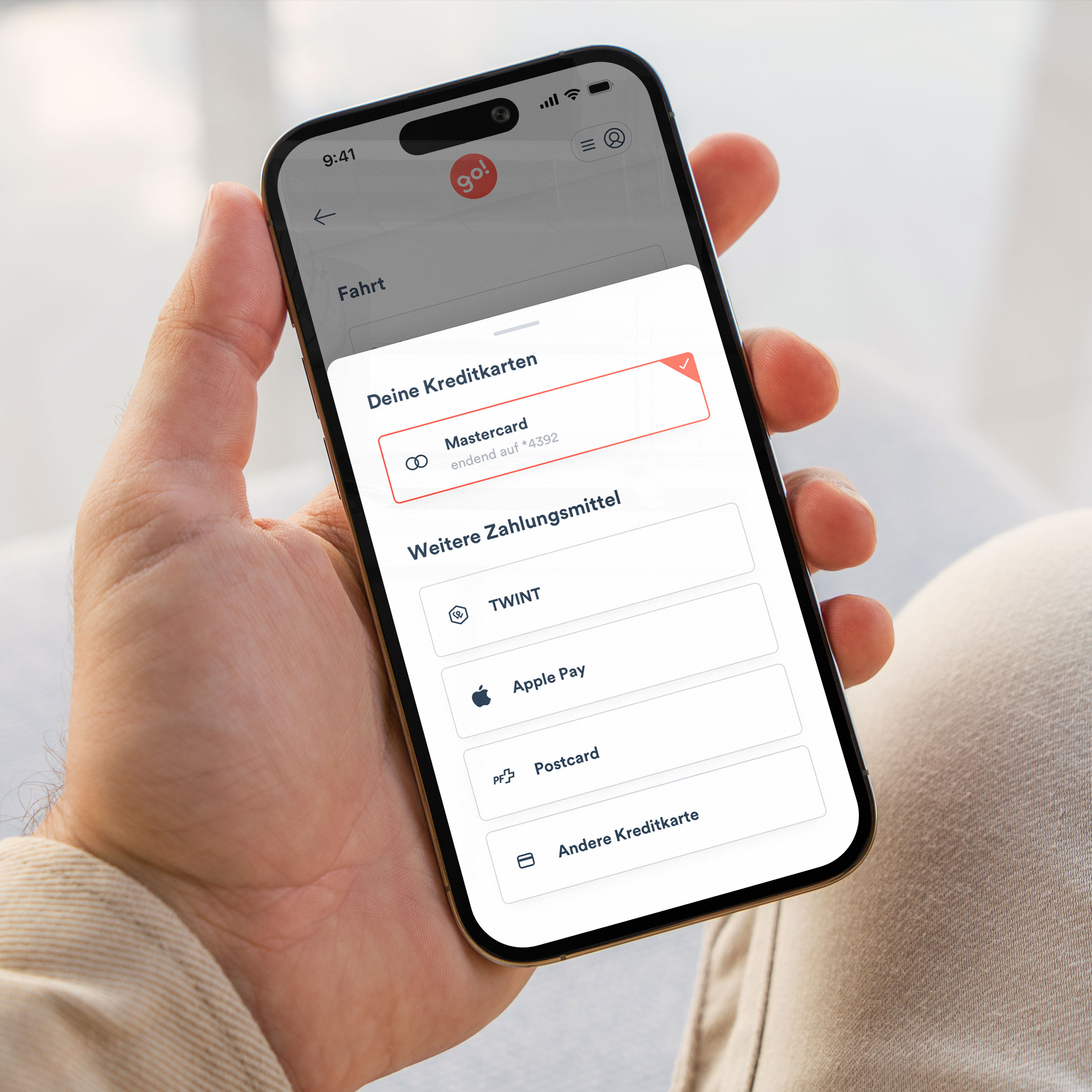 Zahlungsmittel in der go! App